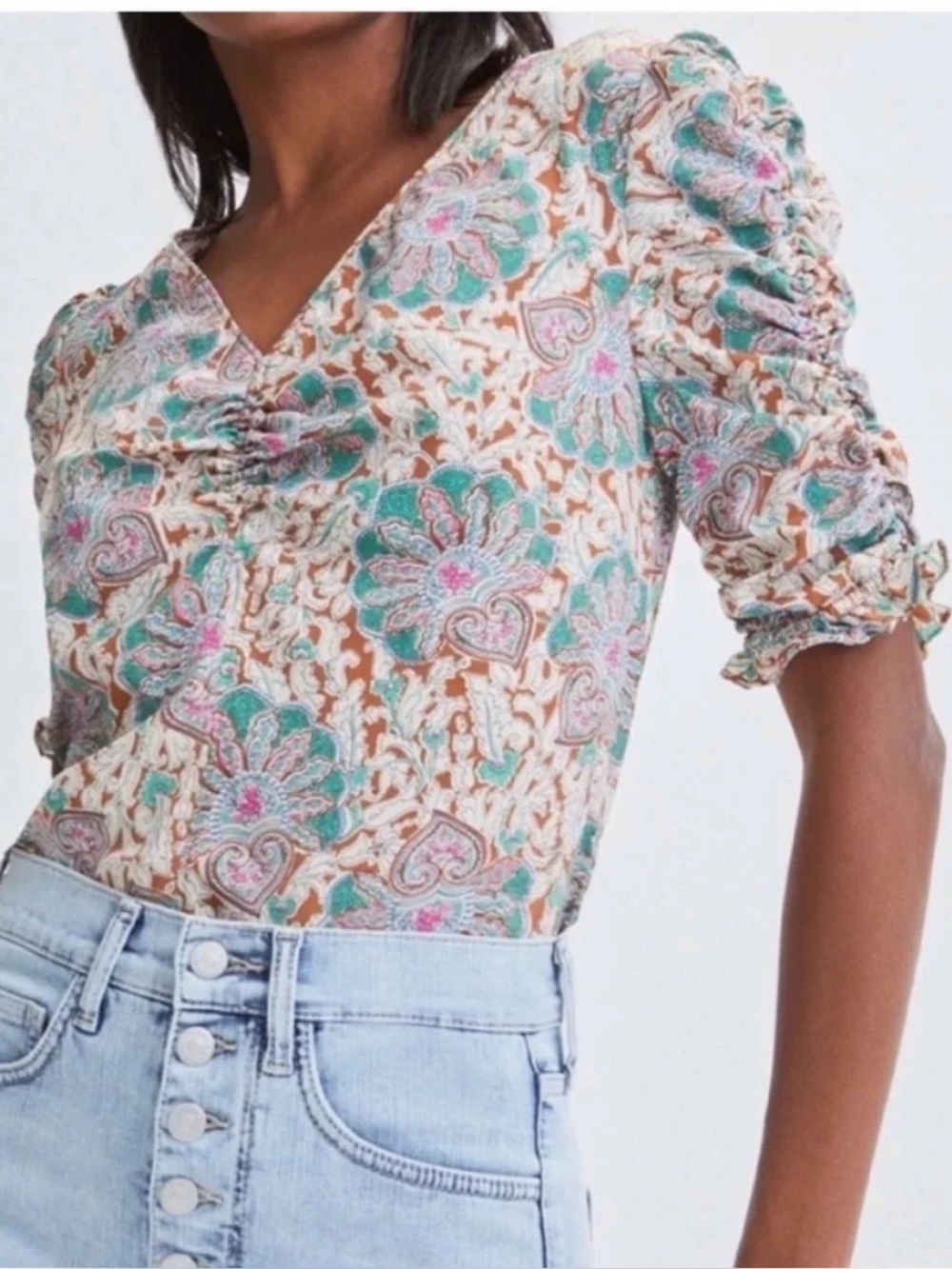 Veronica Beard Henrieta Medallion Silk Blend Floral Women's Top Size 6